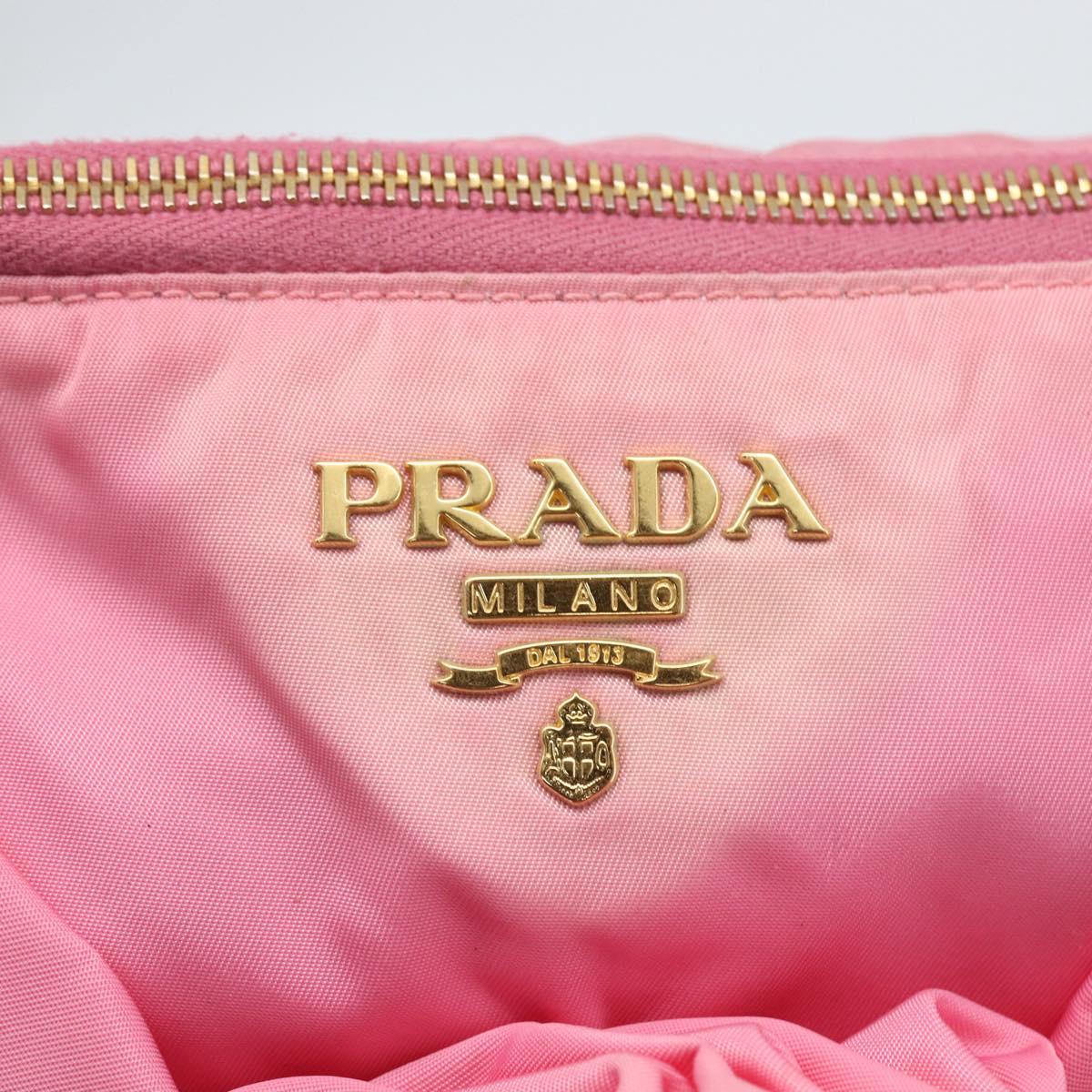 PRADA Shoulder Bag Nylon Pink Gold Auth 162345