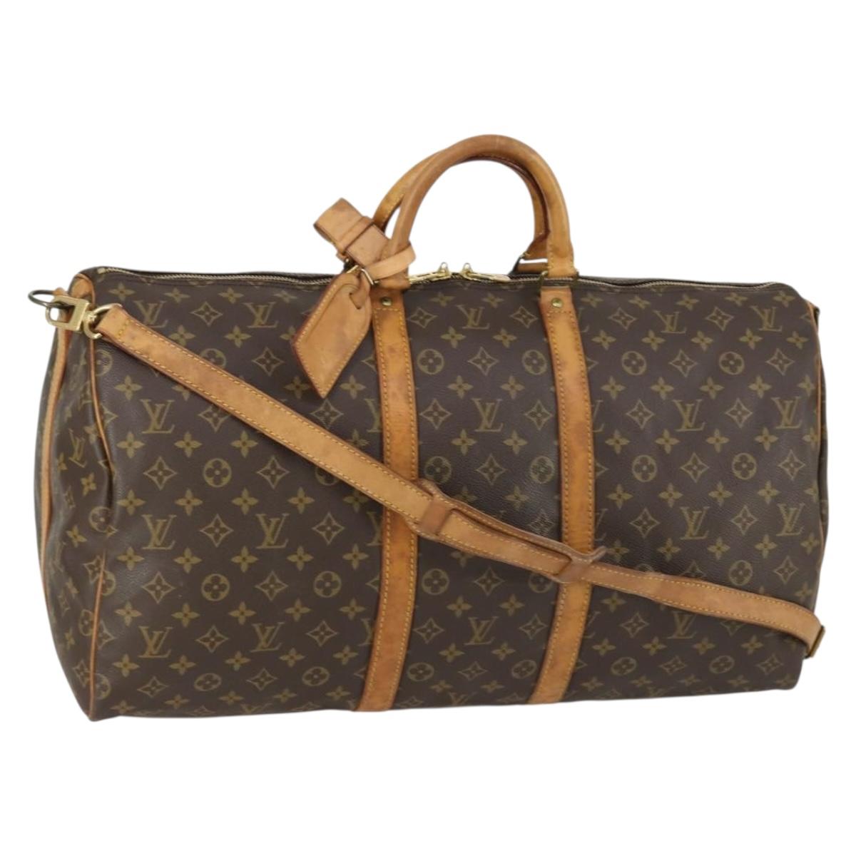 LOUIS VUITTON Monogram Keepall Bandouliere 55 Boston Bag M41414 LV Auth 162347