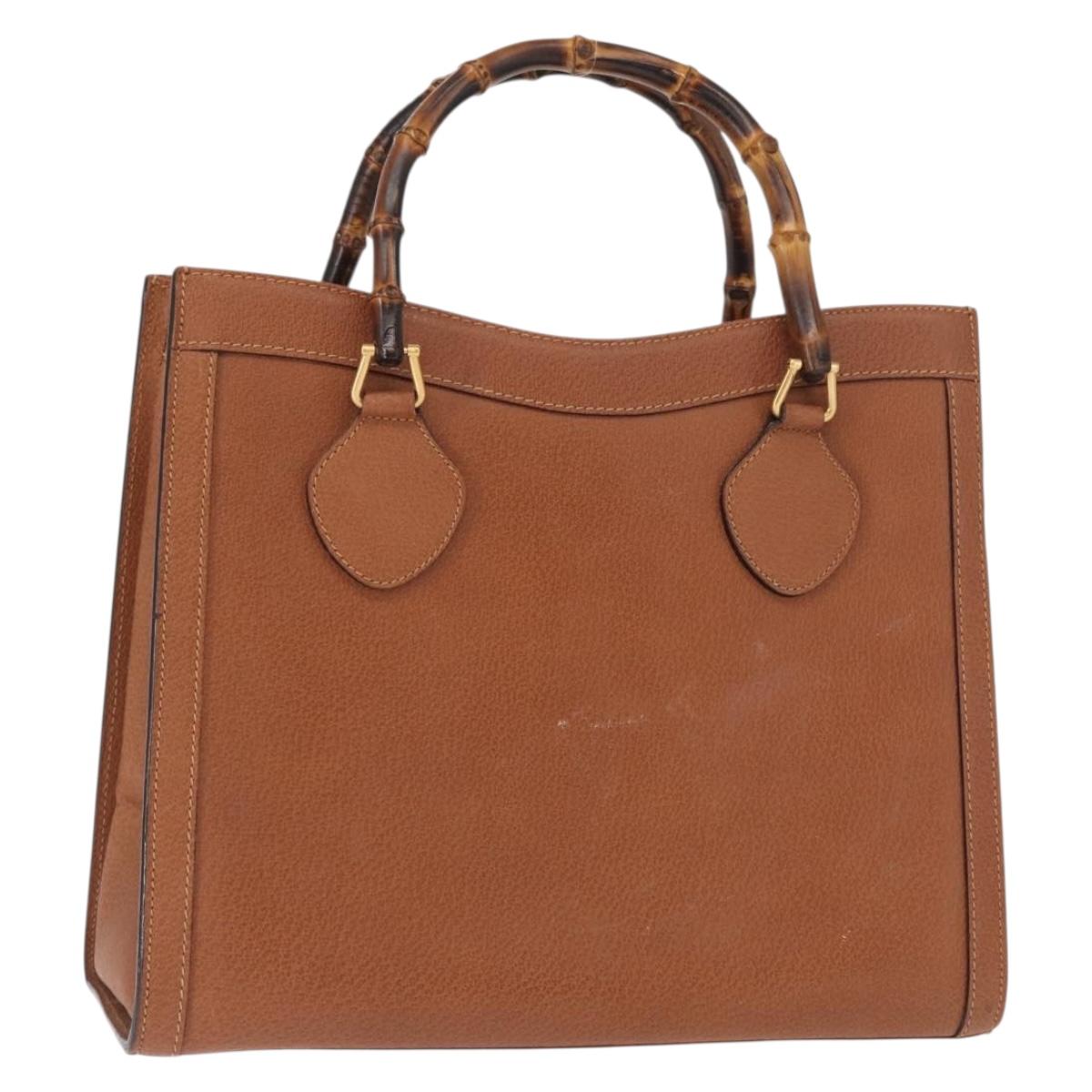 GUCCI Bamboo Tote Bag Leather Brown Gold 002 2853 0260 0 Auth 162377