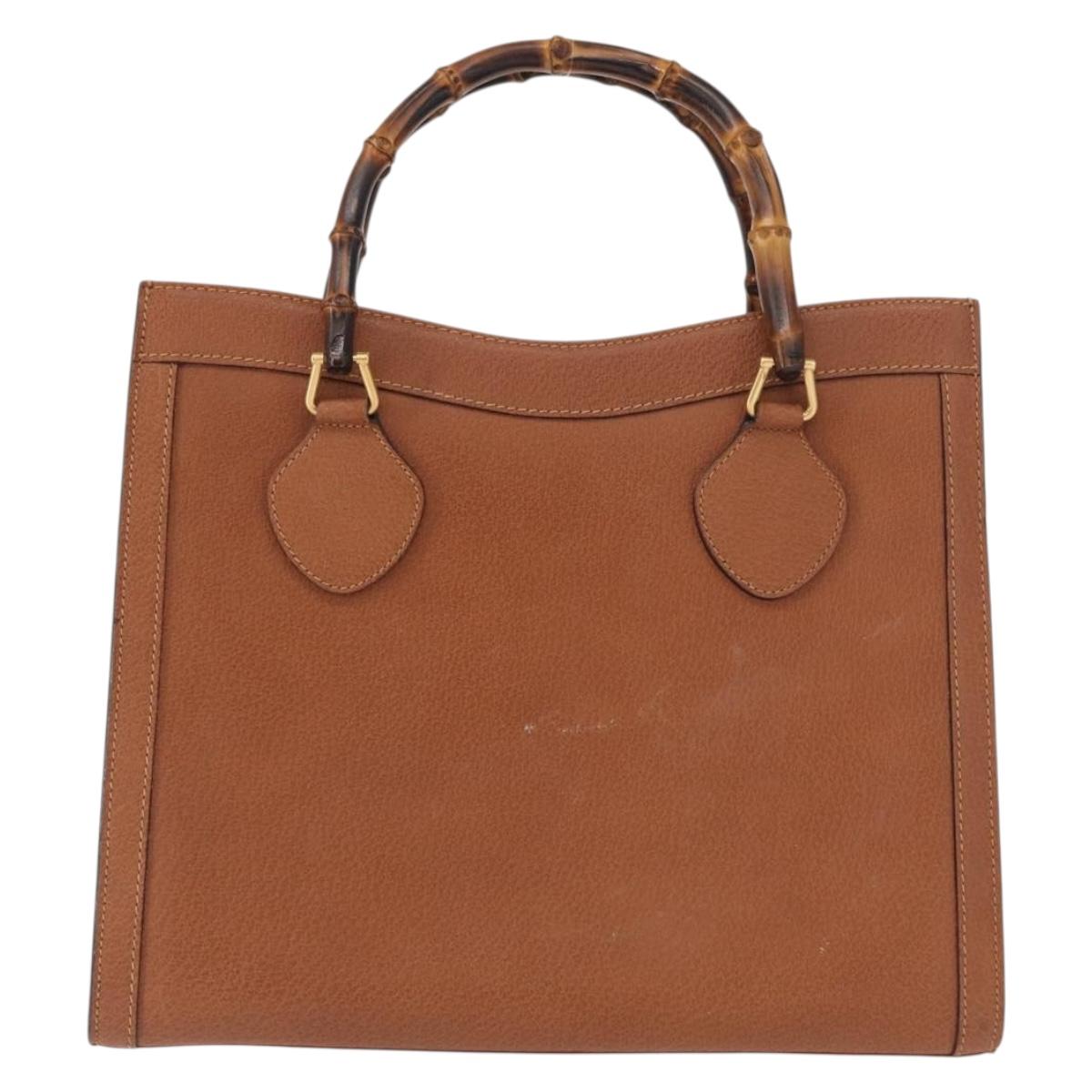 GUCCI Bamboo Tote Bag Leather Brown Gold 002 2853 0260 0 Auth 162377
