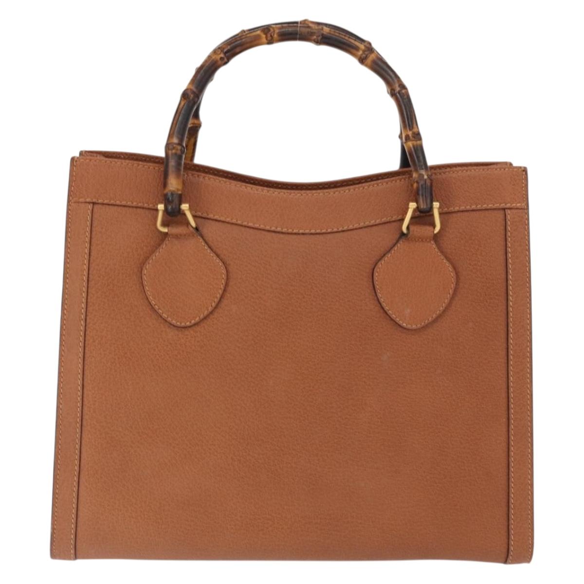 GUCCI Bamboo Tote Bag Leather Brown Gold 002 2853 0260 0 Auth 162377