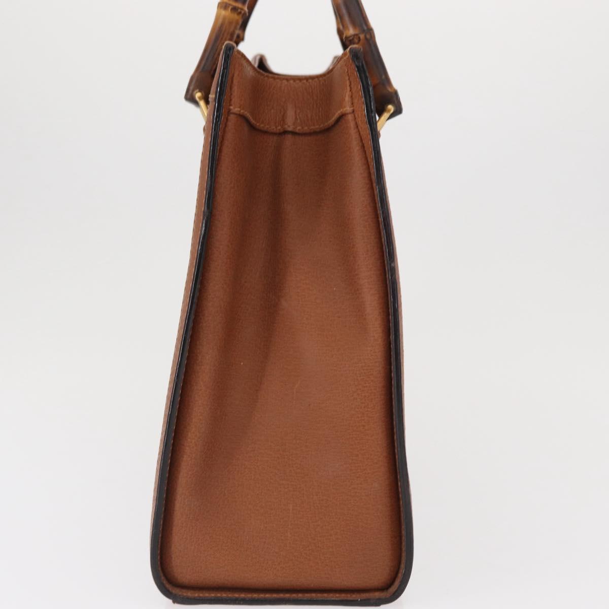 GUCCI Bamboo Tote Bag Leather Brown Gold 002 2853 0260 0 Auth 162377