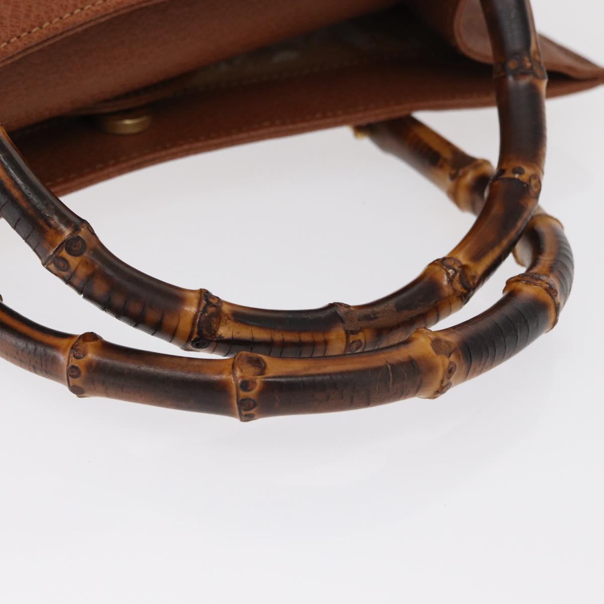 GUCCI Bamboo Tote Bag Leather Brown Gold 002 2853 0260 0 Auth 162377