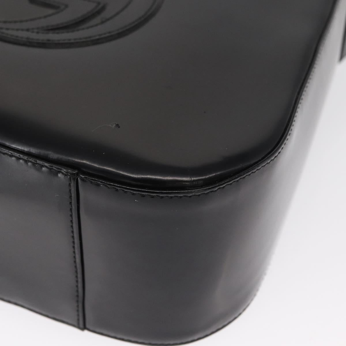 GUCCI Shoulder Bag Patent leather Black Auth 162378