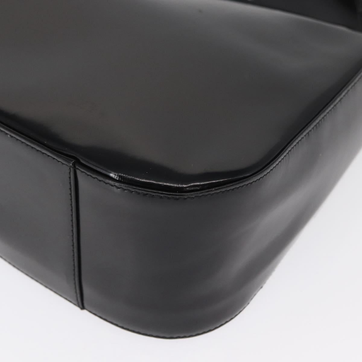 GUCCI Shoulder Bag Patent leather Black Auth 162378