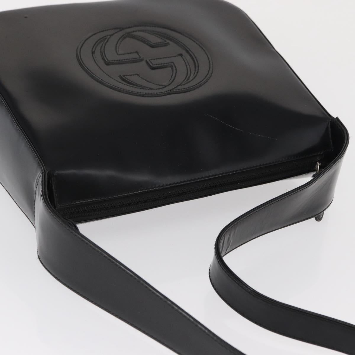 GUCCI Shoulder Bag Patent leather Black Auth 162378