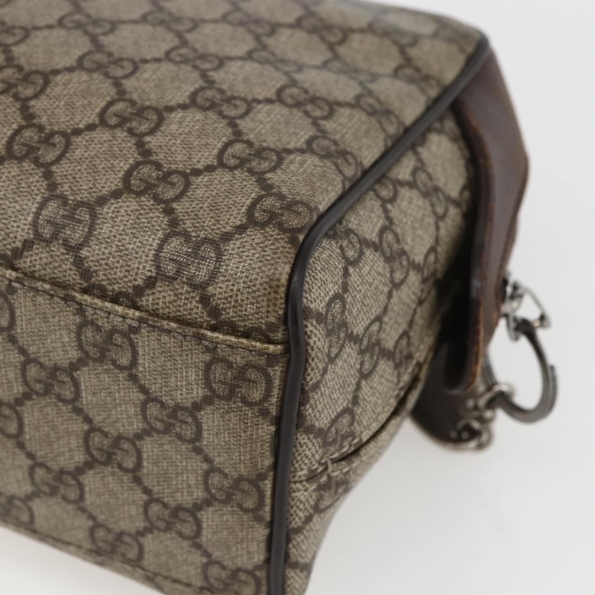 GUCCI GG Supreme Clutch Bag PVC Beige Silver 108801 Auth 162380
