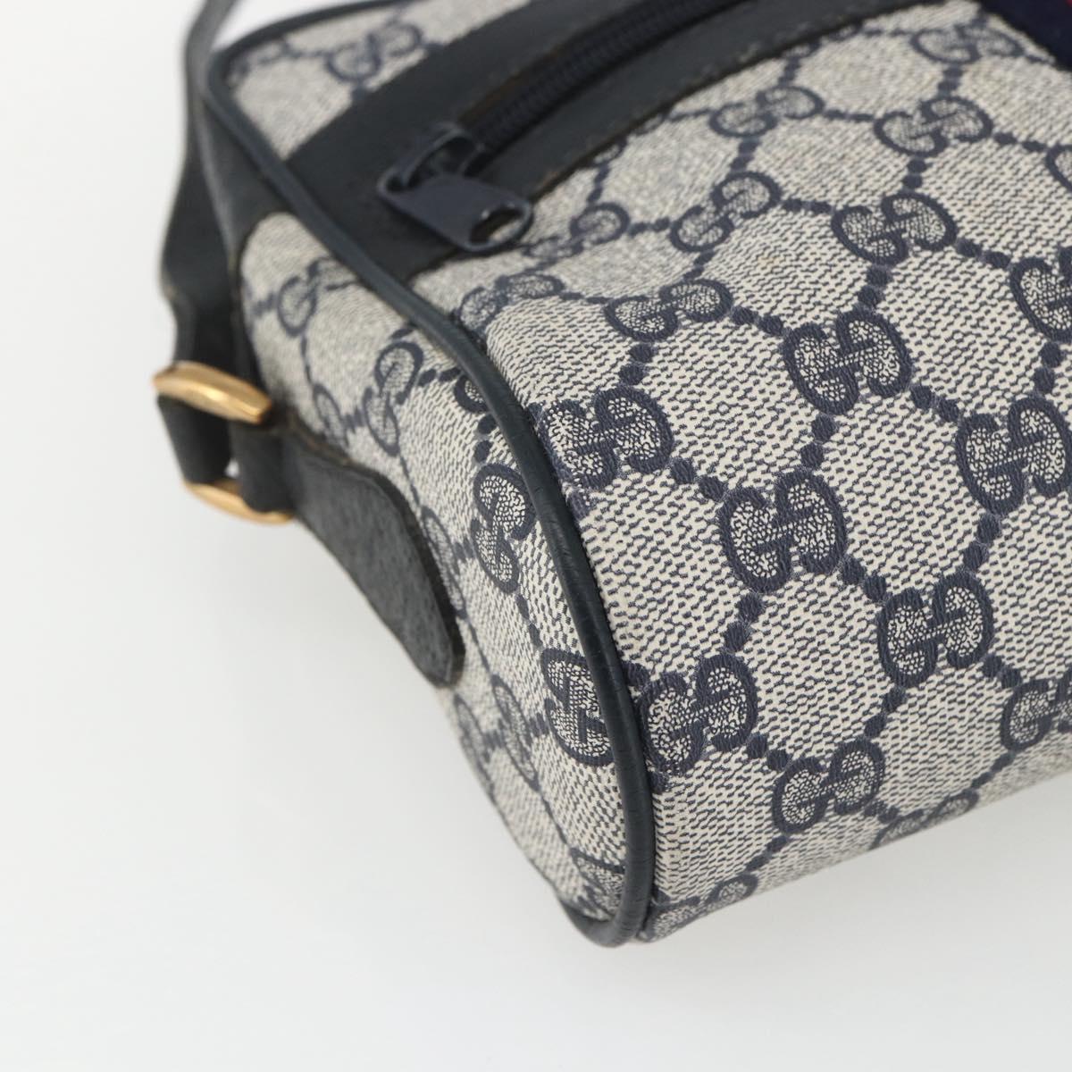 GUCCI GG Supreme Sherry Line Bag PVC Navy Gold Red 56 02 004 Auth 162384