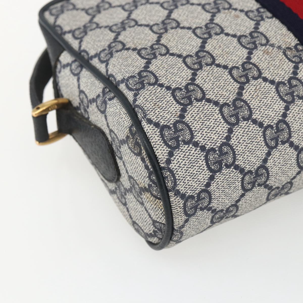 GUCCI GG Supreme Sherry Line Bag PVC Navy Gold Red 56 02 004 Auth 162384