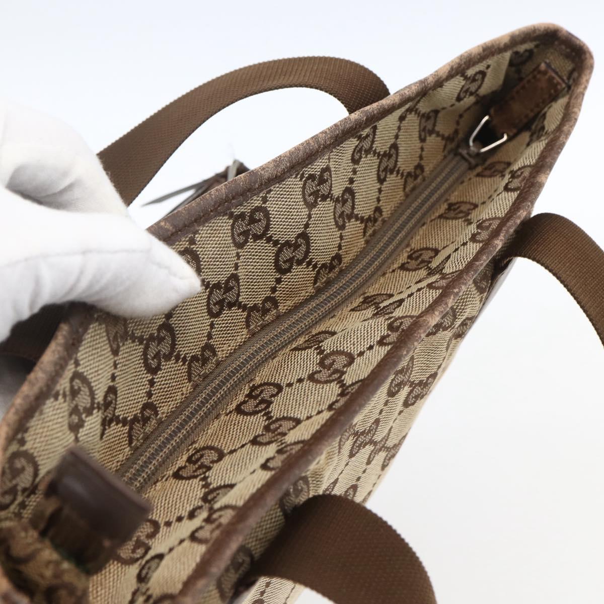 GUCCI GG Canvas Tote Bag Beige Silver 28892 Auth 162386