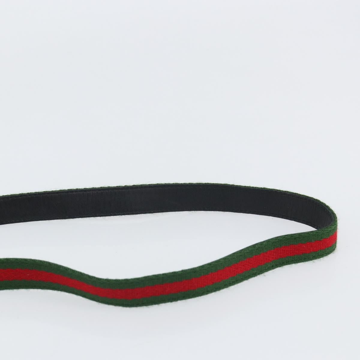 GUCCI Web Sherry Line Shoulder Bag Leather Black Red 007 1274 0230 Auth 162391V
