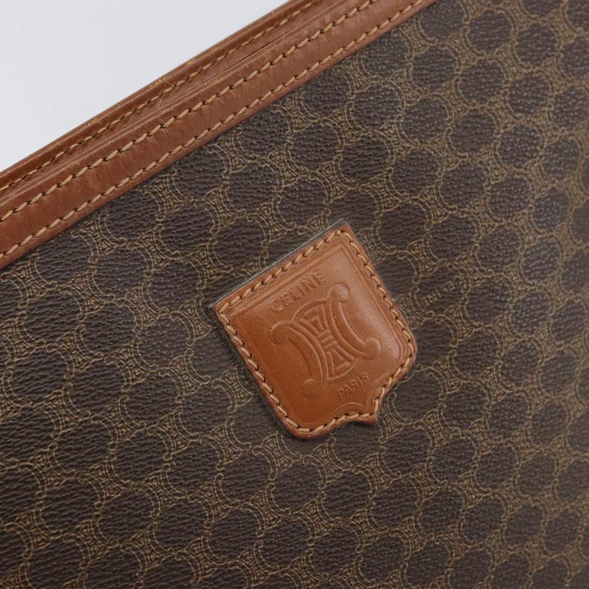 CELINE Macadam Canvas Briefcase PVC Leather Brown Auth 162397