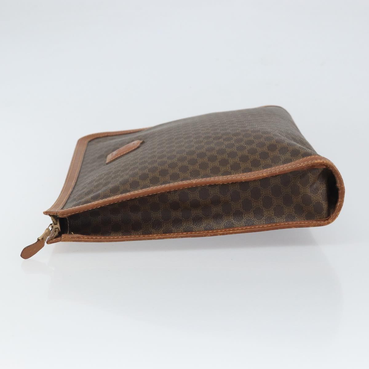 CELINE Macadam Canvas Briefcase PVC Leather Brown Auth 162397