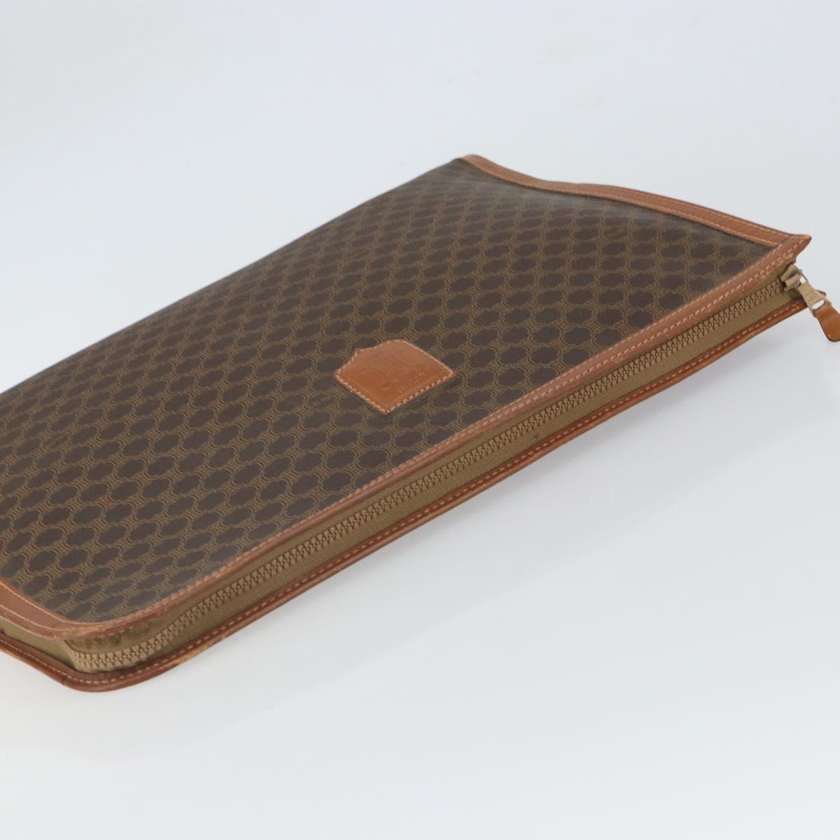 CELINE Macadam Canvas Briefcase PVC Leather Brown Auth 162397