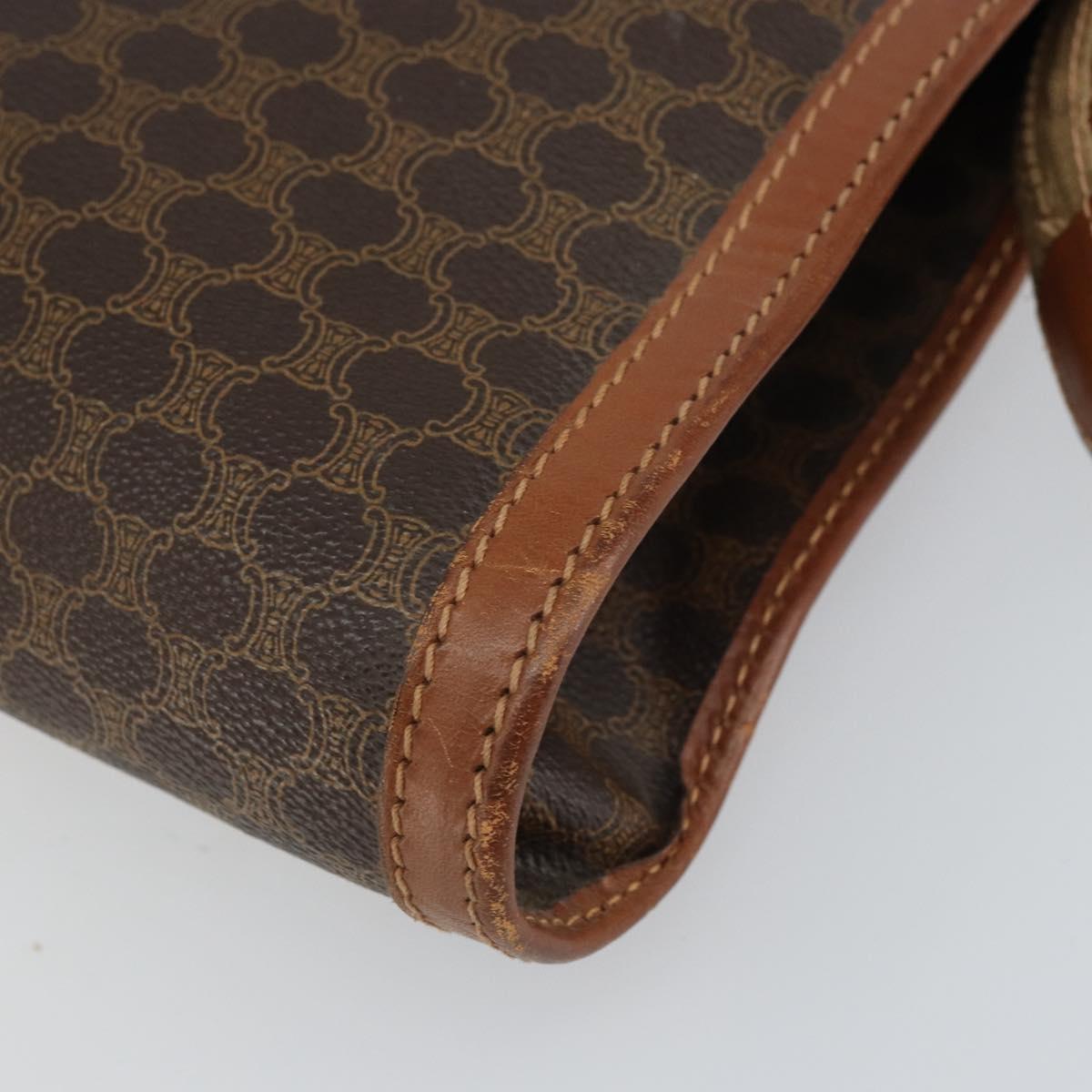 CELINE Macadam Canvas Briefcase PVC Leather Brown Auth 162397