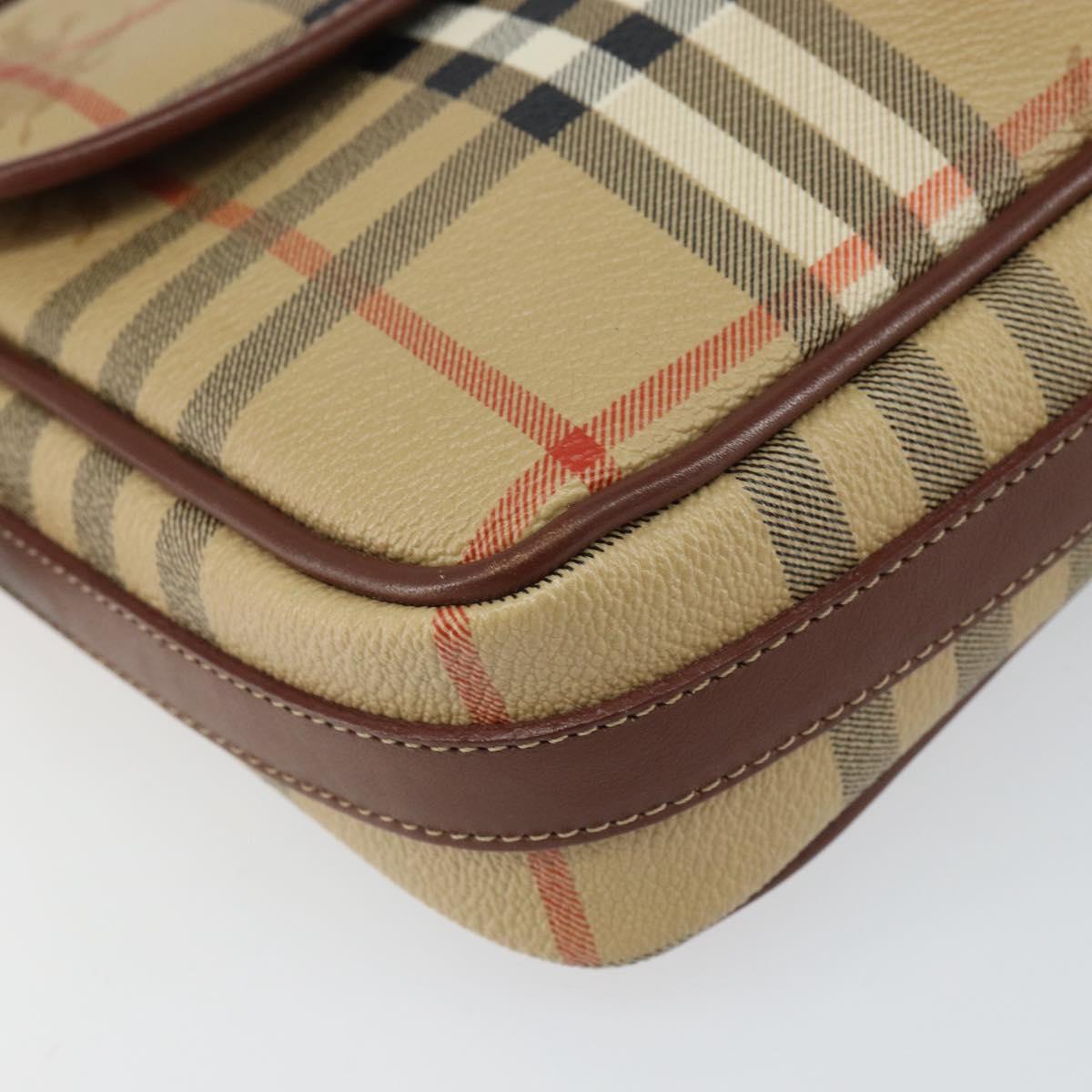 Burberrys Nova Check Shoulder Bag PVC Beige Gold Auth 162400