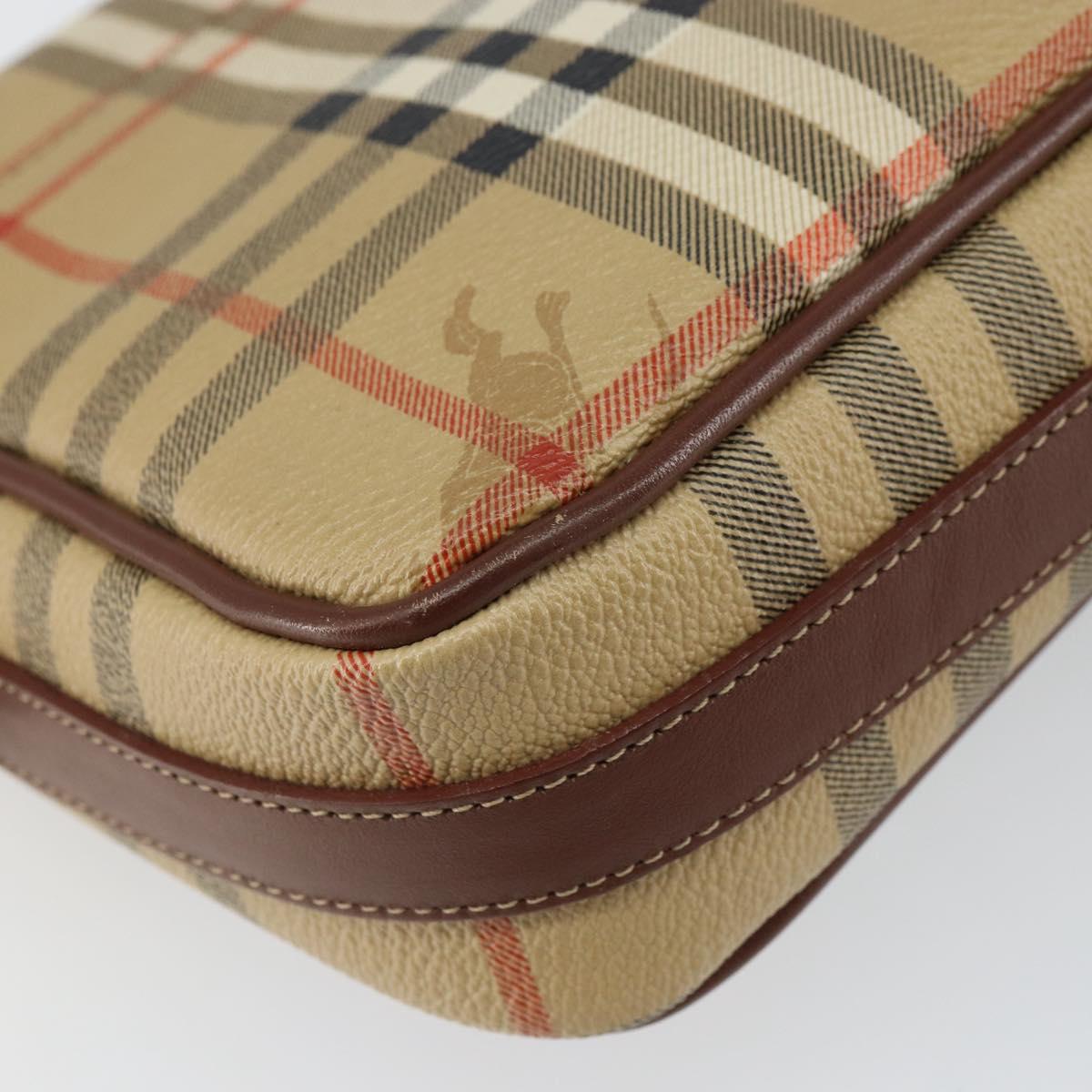 Burberrys Nova Check Shoulder Bag PVC Beige Gold Auth 162400