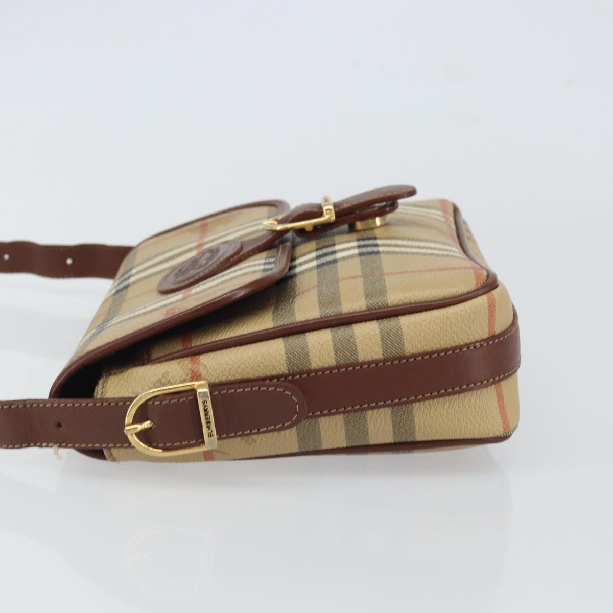 Burberrys Nova Check Shoulder Bag PVC Beige Gold Auth 162400