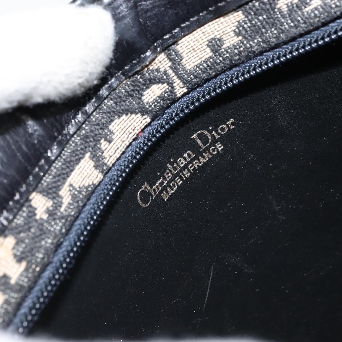 Christian Dior Trotter Canvas Shoulder Bag Navy Gold Auth 162402