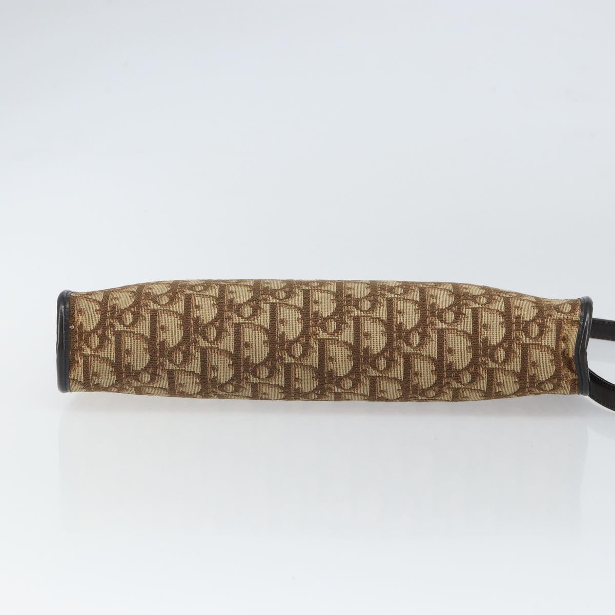 Christian Dior Trotter Canvas Shoulder Bag Brown Gold Auth 162403