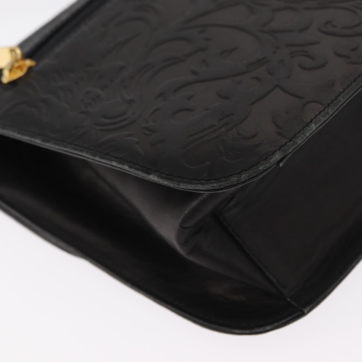 BALENCIAGA Hand Bag Leather Black Gold Auth 162410
