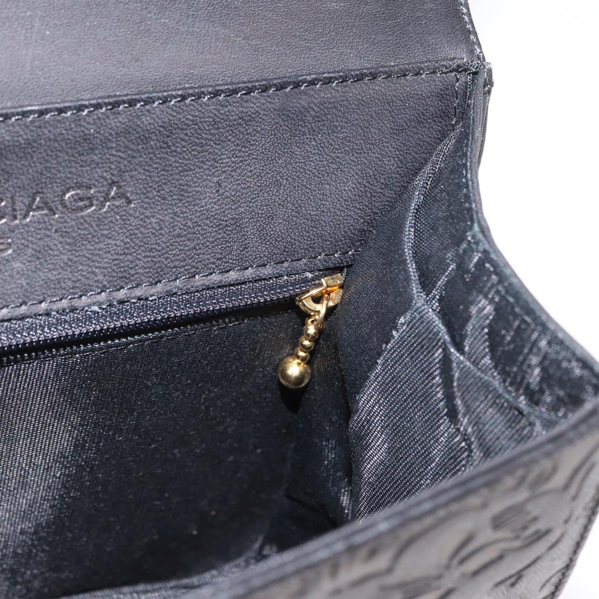 BALENCIAGA Hand Bag Leather Black Gold Auth 162410