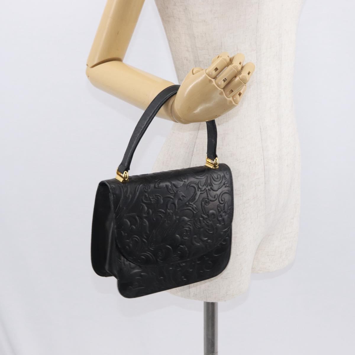 BALENCIAGA Hand Bag Leather Black Gold Auth 162410