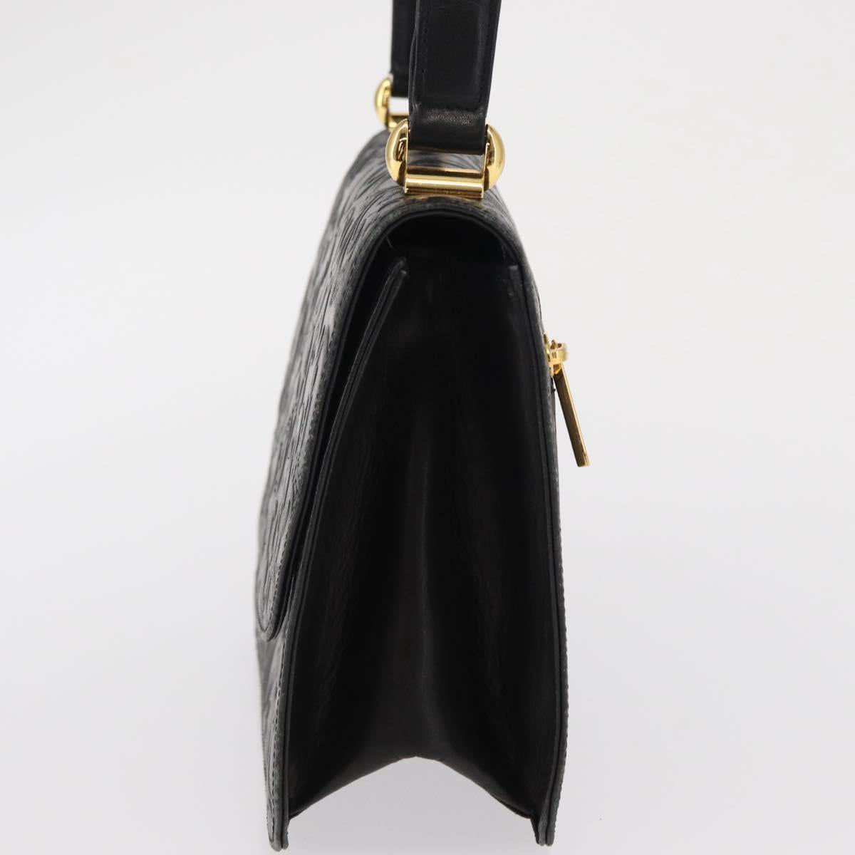 BALENCIAGA Hand Bag Leather Black Gold Auth 162410