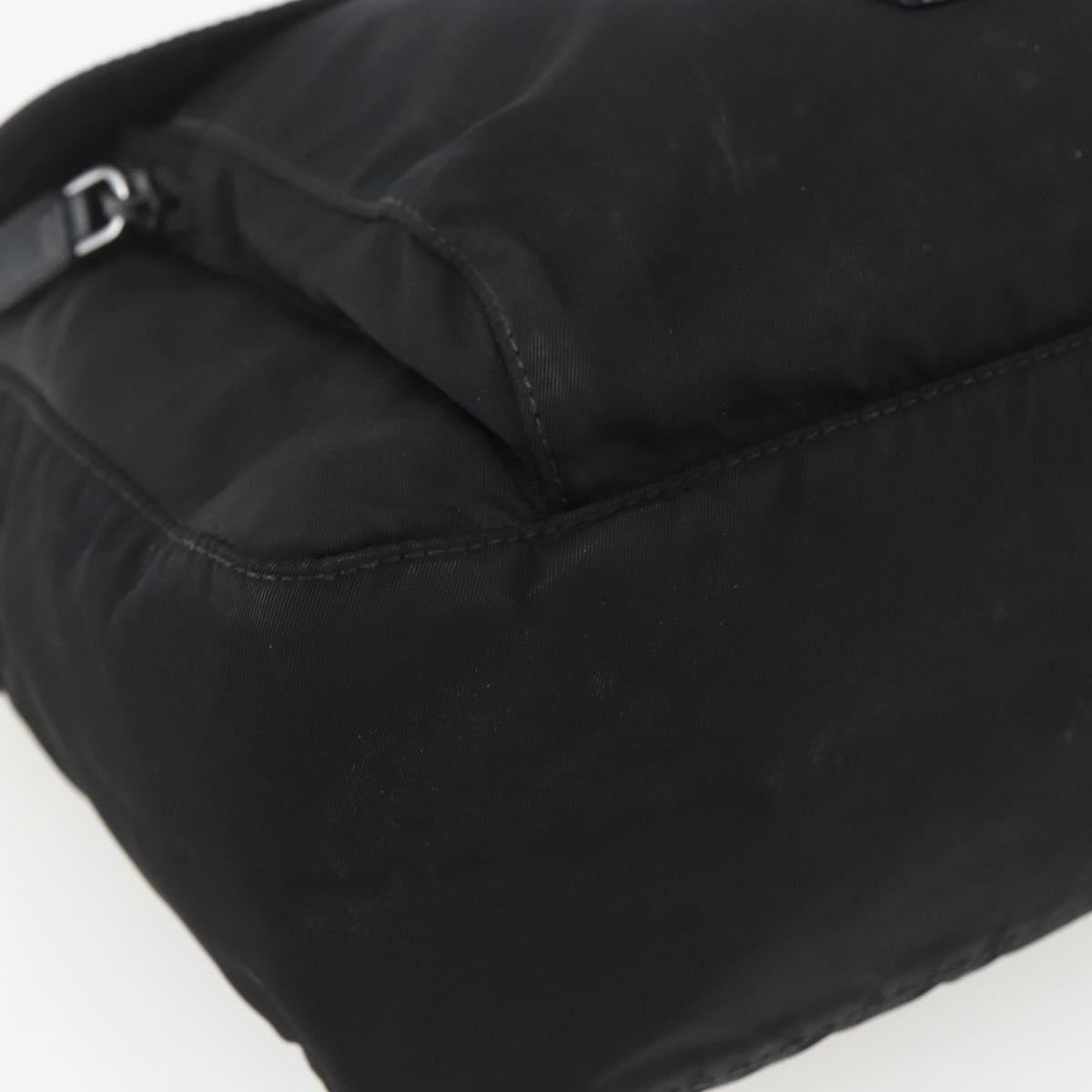 PRADA Shoulder Bag Nylon Black Silver Auth 162419