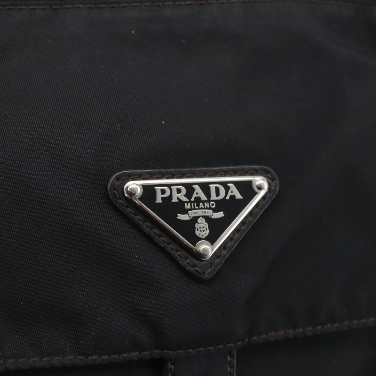 PRADA Shoulder Bag Nylon Black Silver Auth 162419