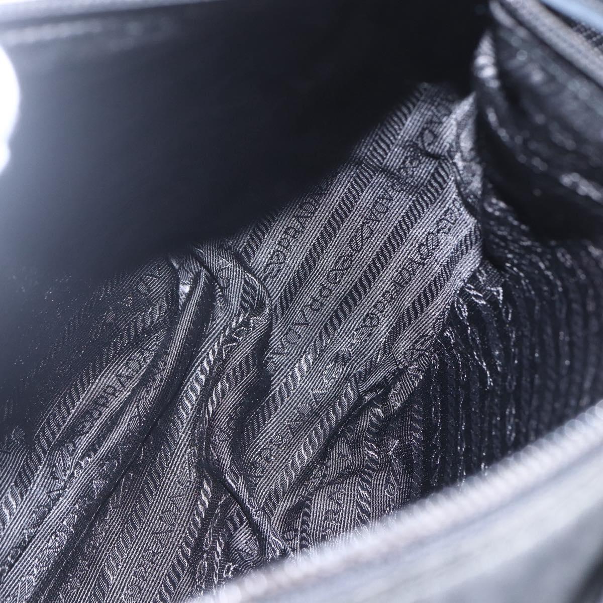PRADA Shoulder Bag Nylon Black Silver Auth 162419