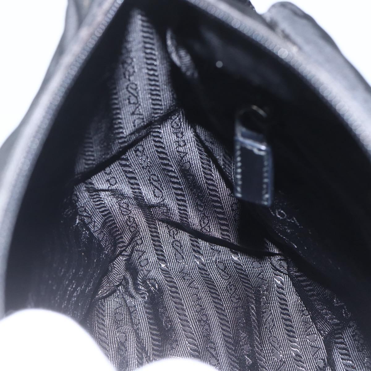 PRADA Shoulder Bag Nylon Black Silver Auth 162419