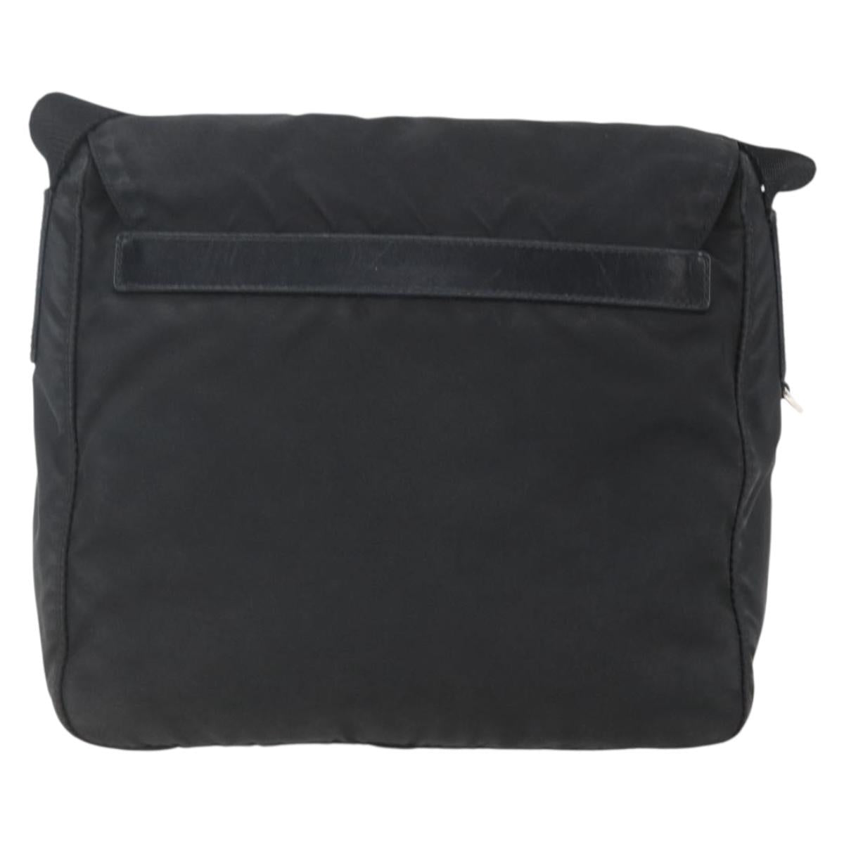 PRADA Shoulder Bag Nylon Black Silver Auth 162419