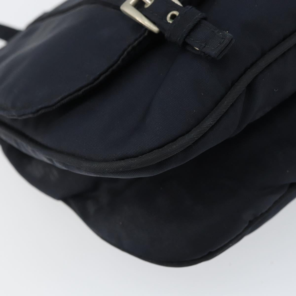 PRADA Shoulder Bag Nylon Navy Silver Auth 162420