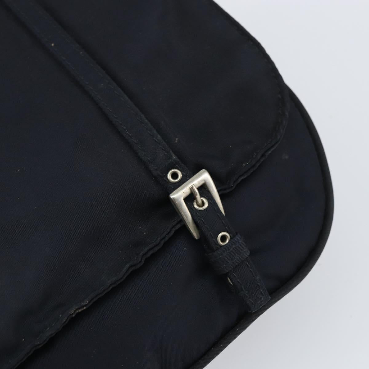 PRADA Shoulder Bag Nylon Navy Silver Auth 162420