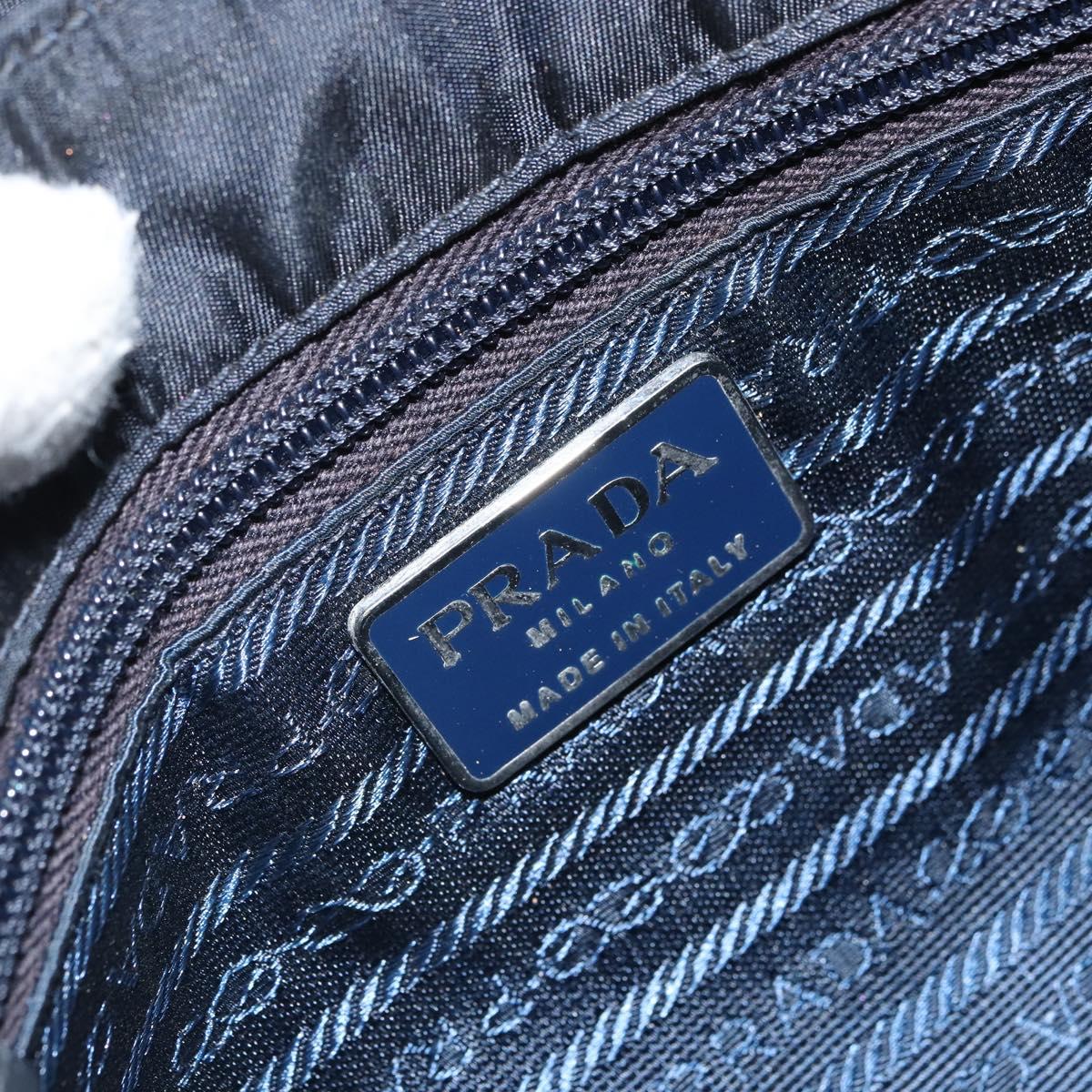 PRADA Shoulder Bag Nylon Navy Silver Auth 162420