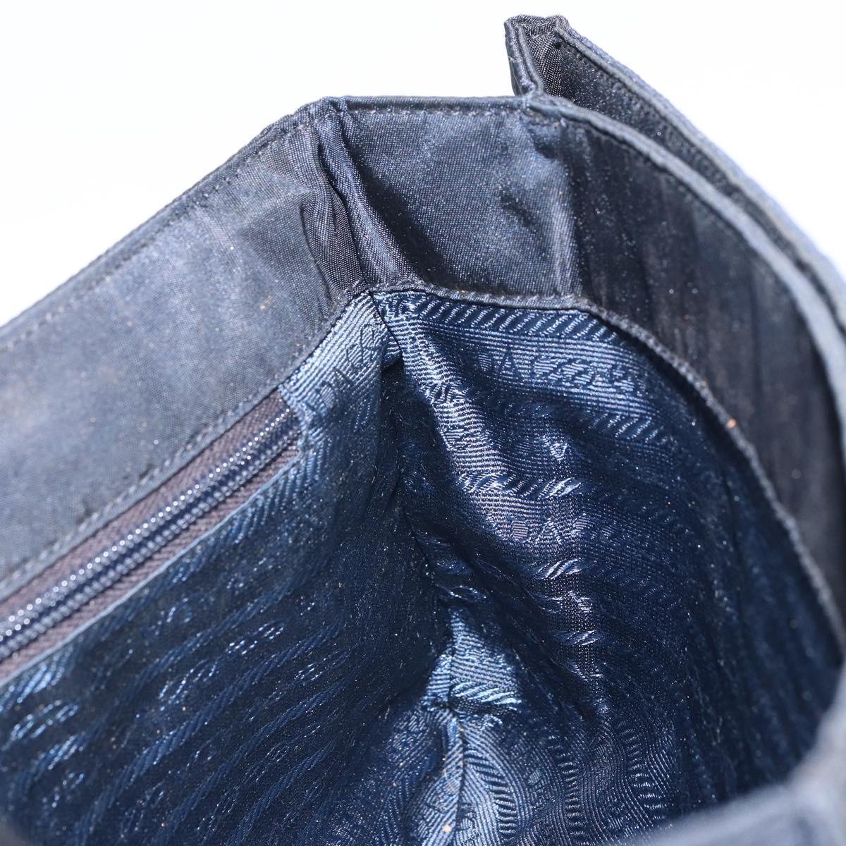PRADA Shoulder Bag Nylon Navy Silver Auth 162420