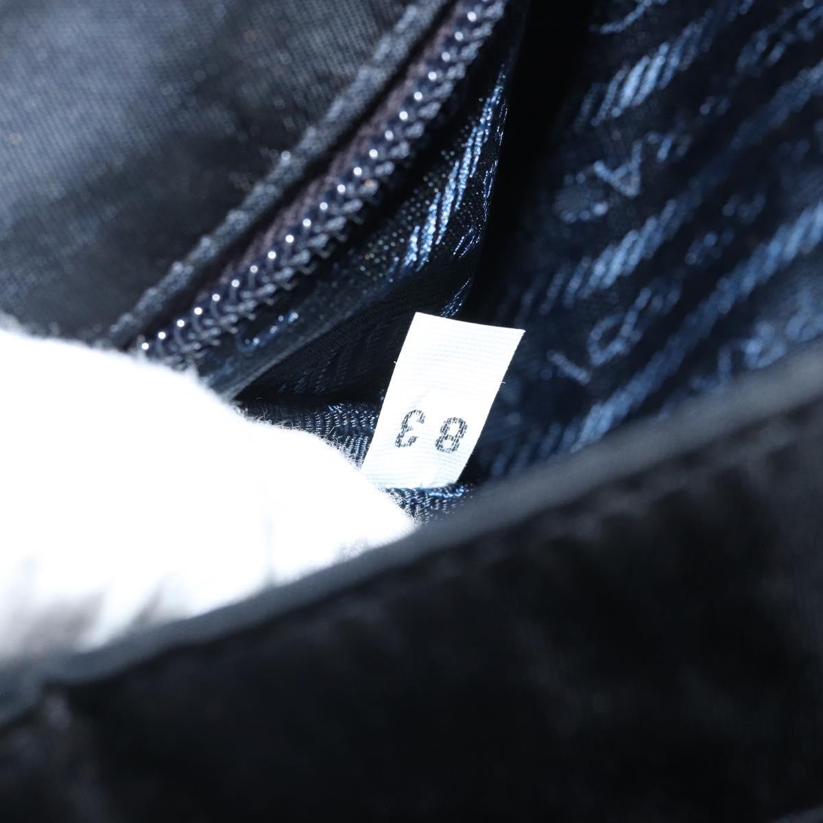 PRADA Shoulder Bag Nylon Navy Silver Auth 162420