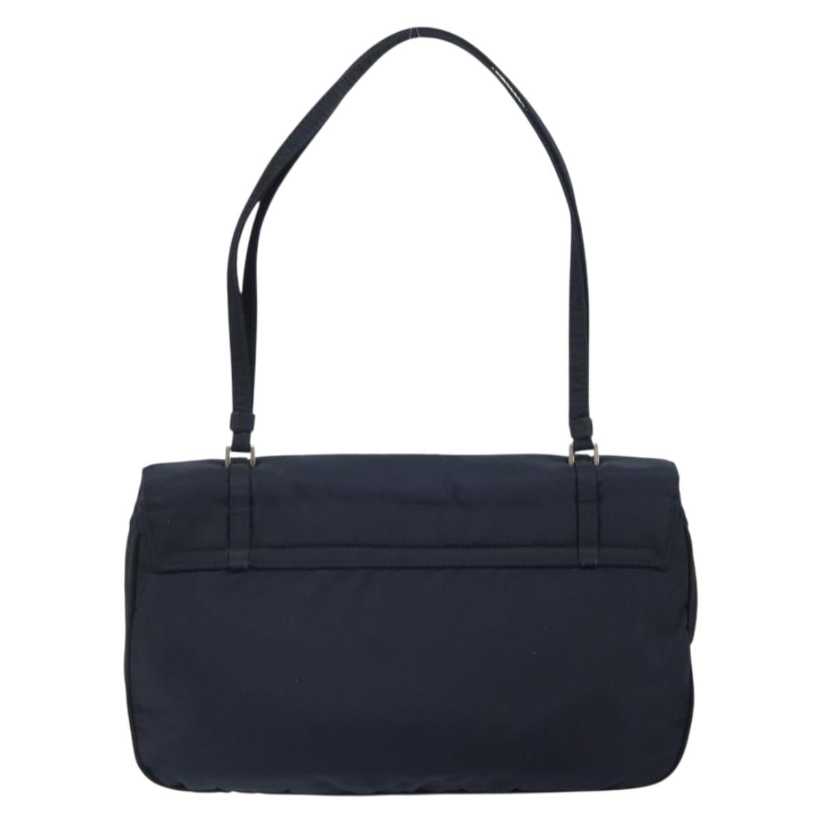 PRADA Shoulder Bag Nylon Navy Silver Auth 162420
