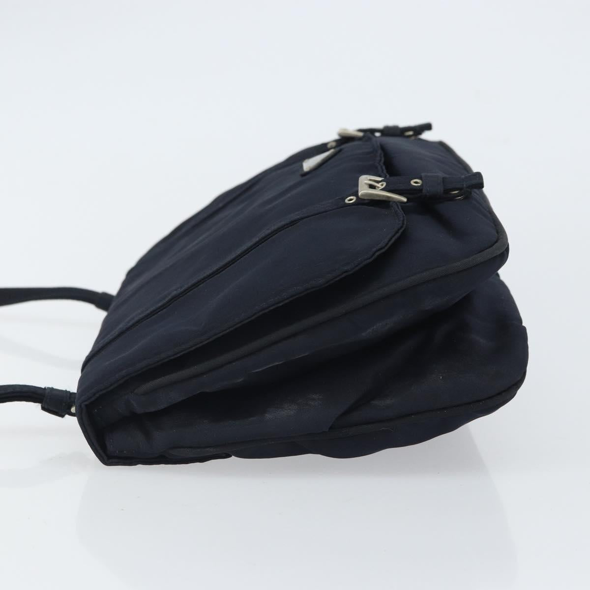 PRADA Shoulder Bag Nylon Navy Silver Auth 162420