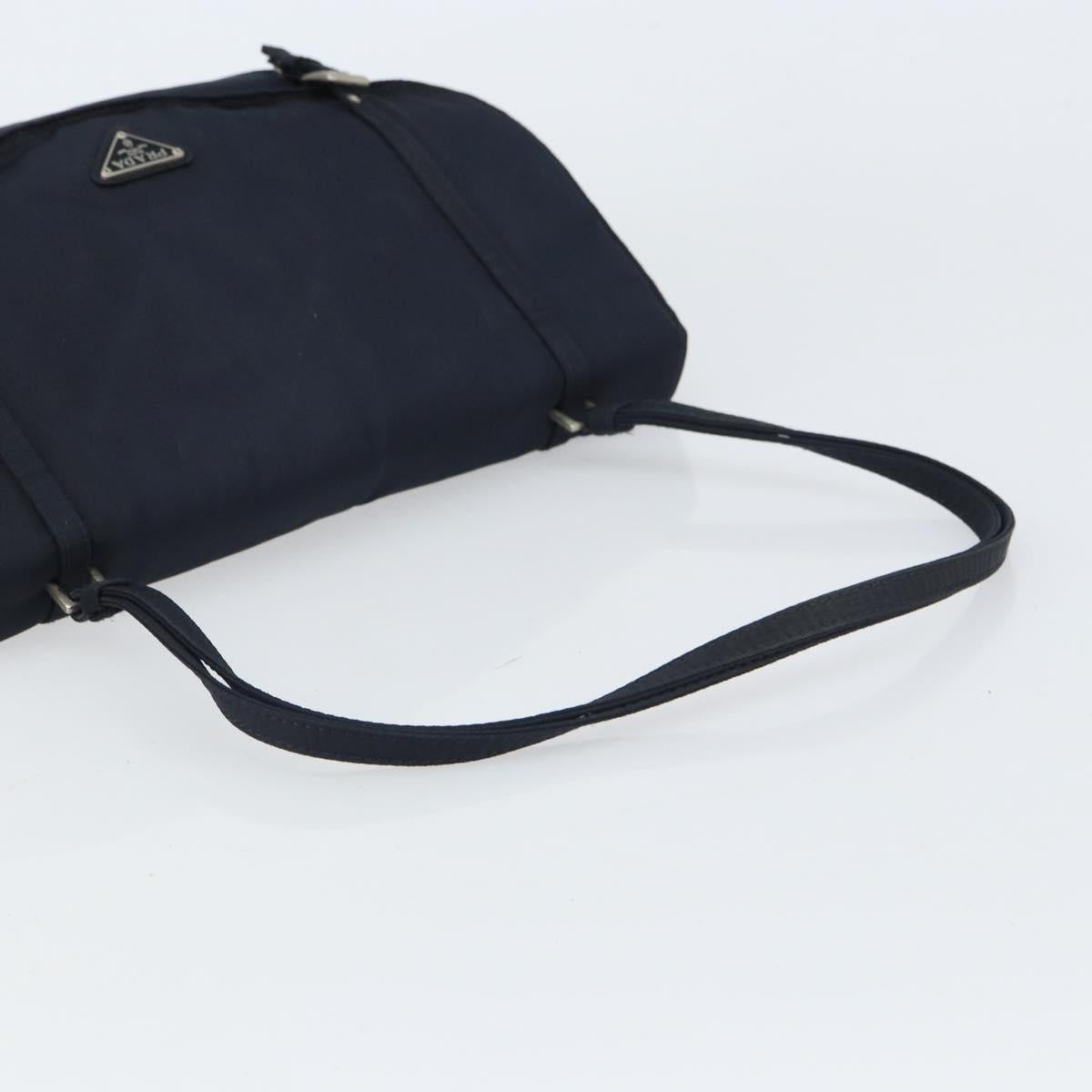 PRADA Shoulder Bag Nylon Navy Silver Auth 162420