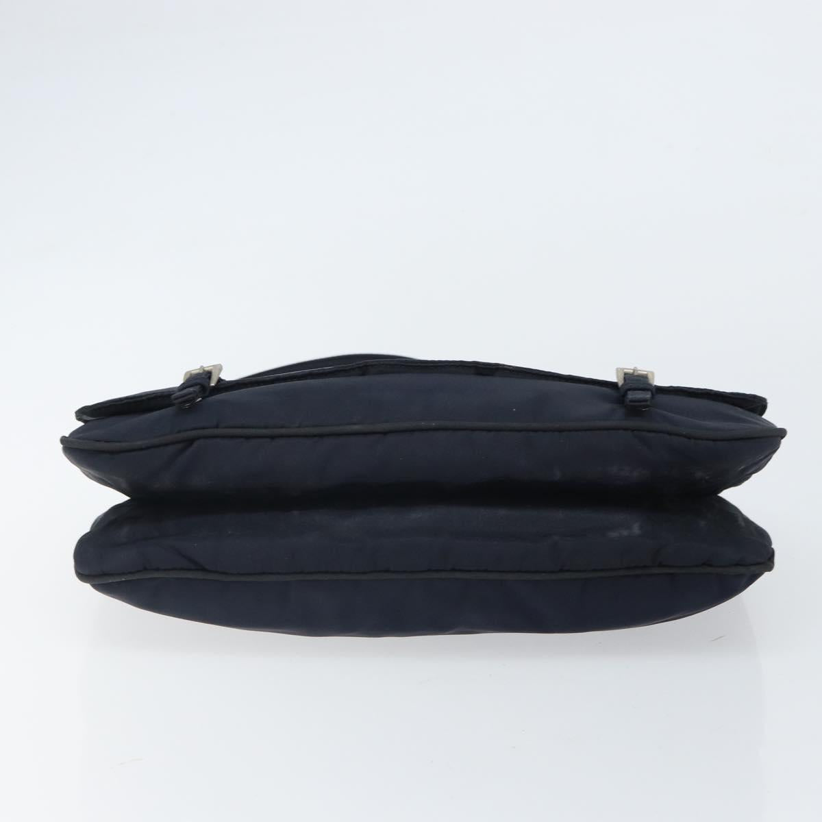 PRADA Shoulder Bag Nylon Navy Silver Auth 162420