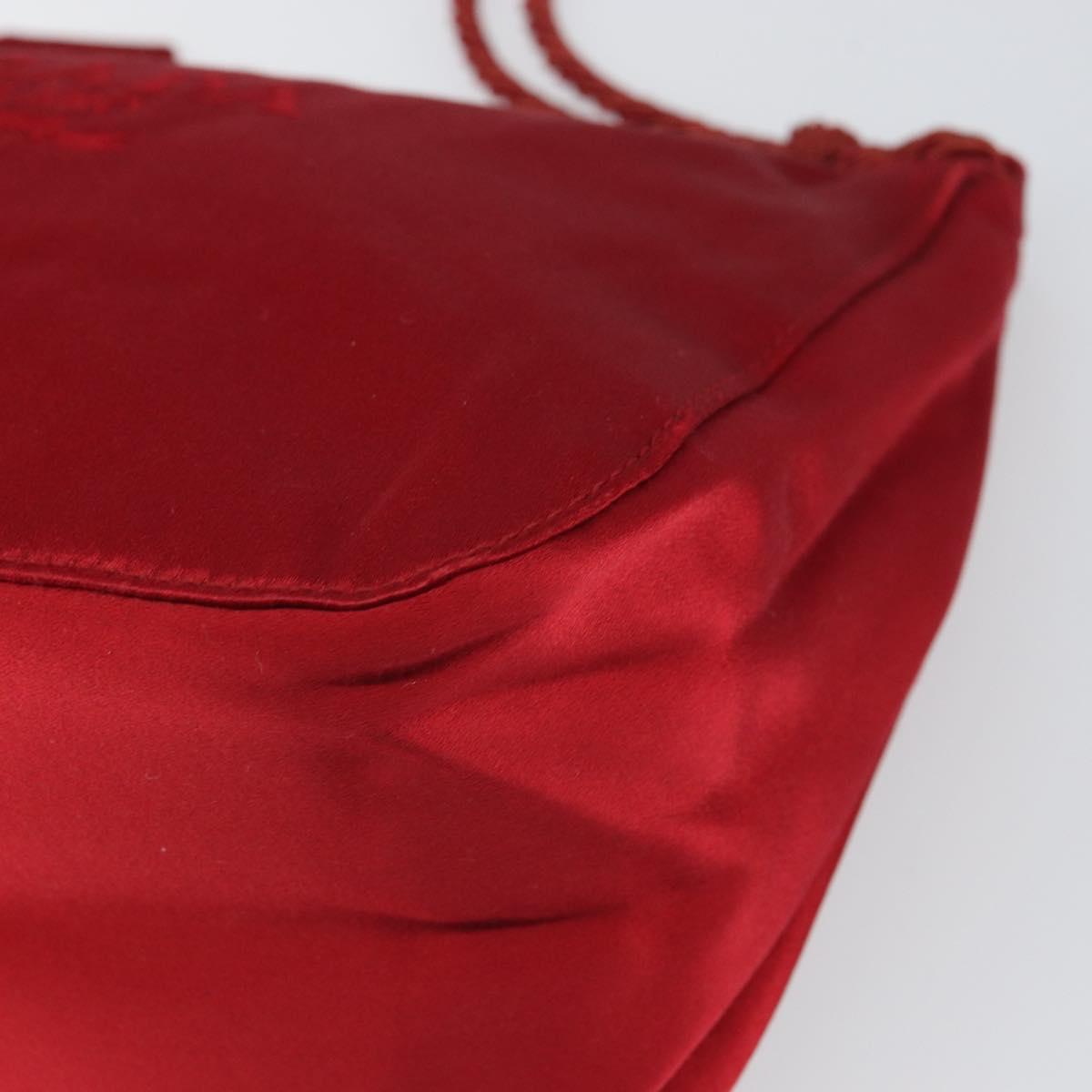 PRADA Shoulder Bag Satin Red Gold Auth 162423
