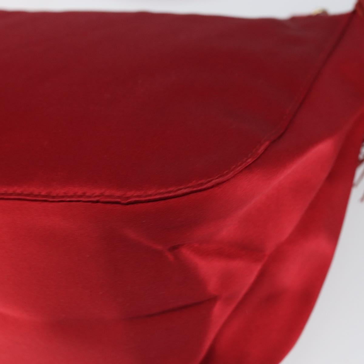PRADA Shoulder Bag Satin Red Gold Auth 162423