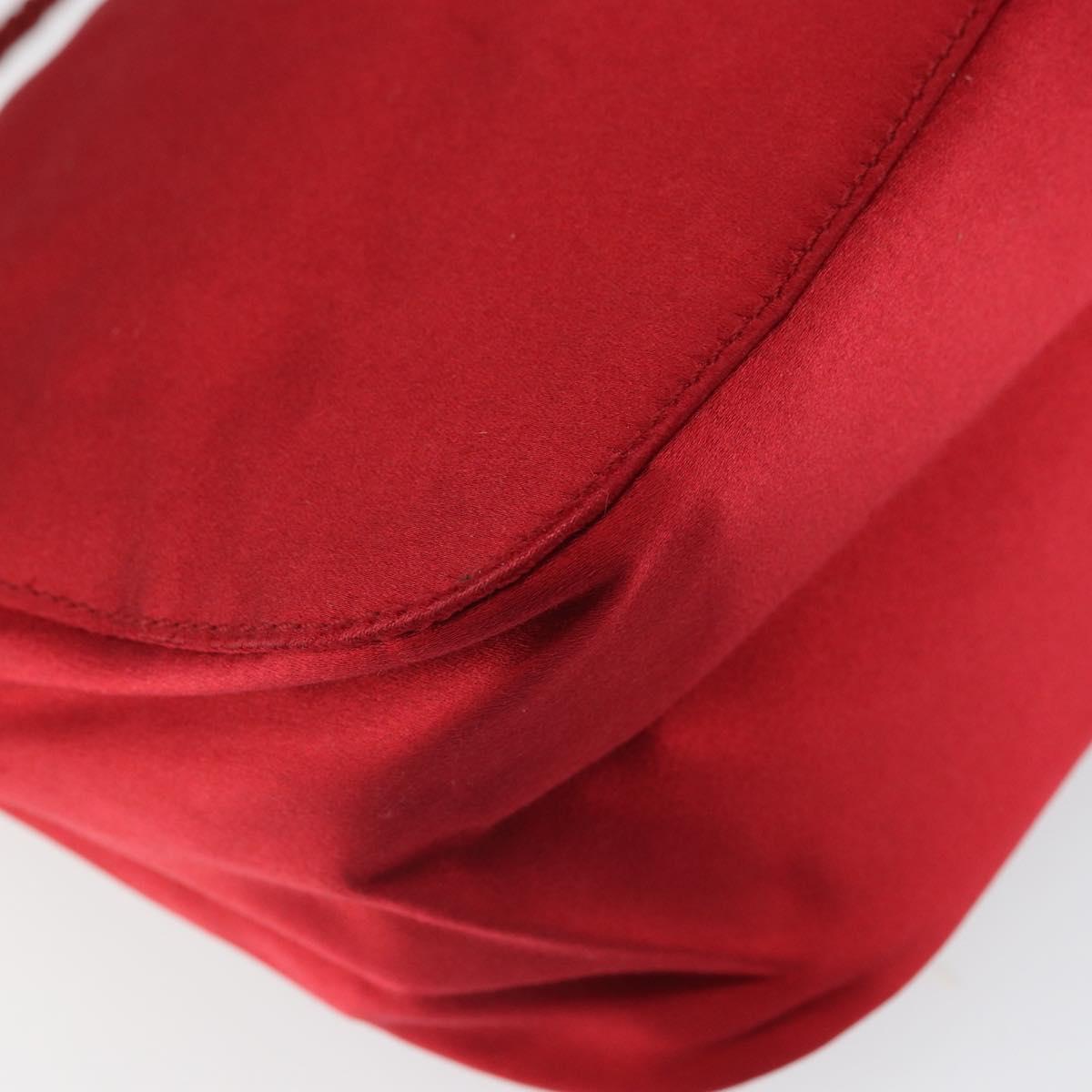PRADA Shoulder Bag Satin Red Gold Auth 162423