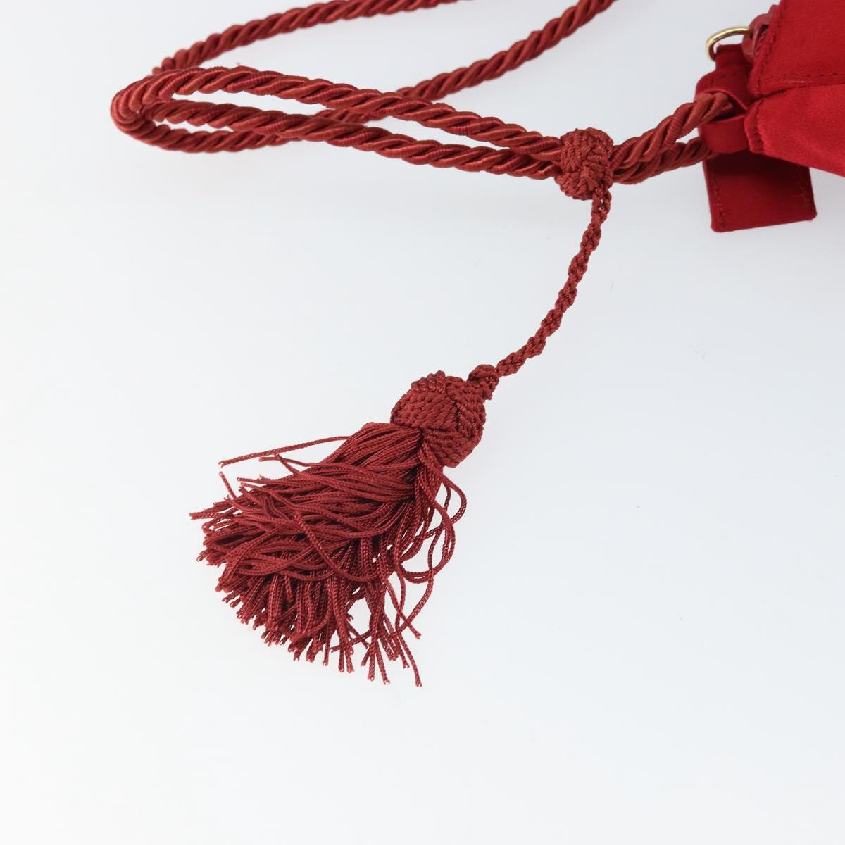 PRADA Shoulder Bag Satin Red Gold Auth 162423