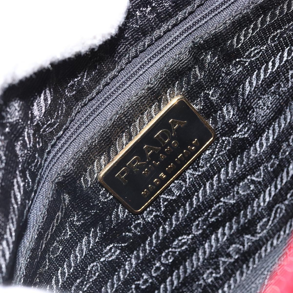 PRADA Shoulder Bag Satin Red Gold Auth 162423