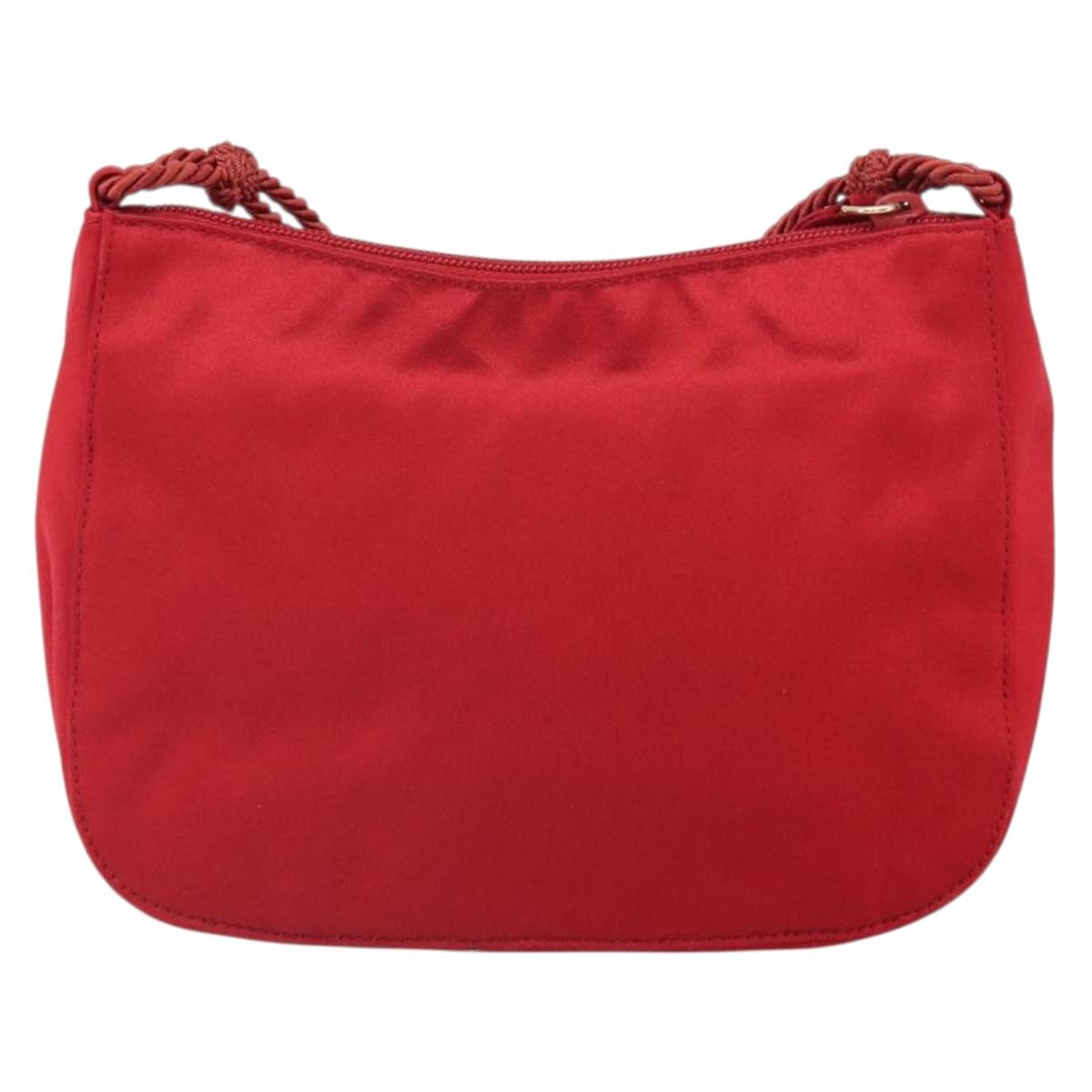 PRADA Shoulder Bag Satin Red Gold Auth 162423