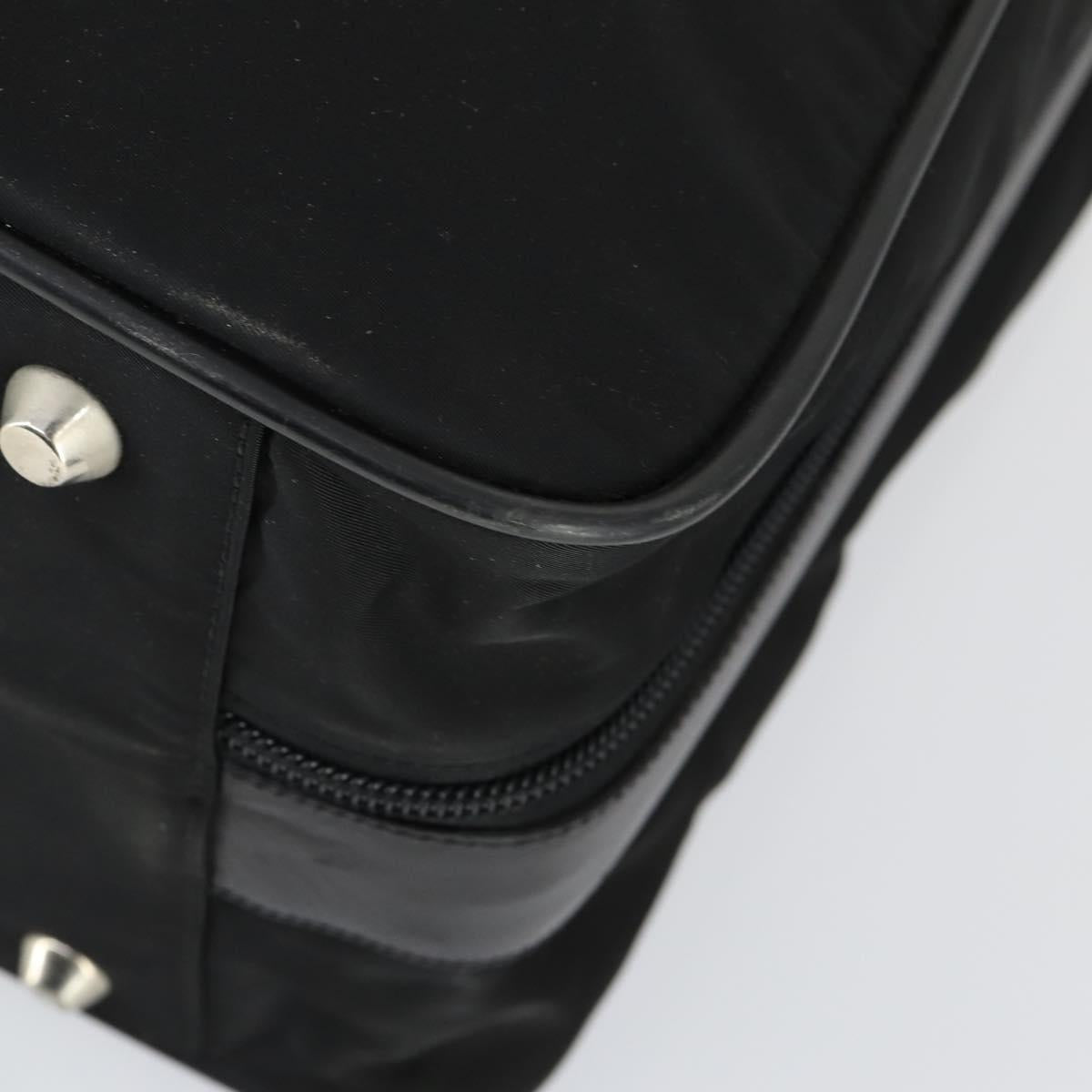 PRADA Boston Bag Nylon Black Silver Auth 162424