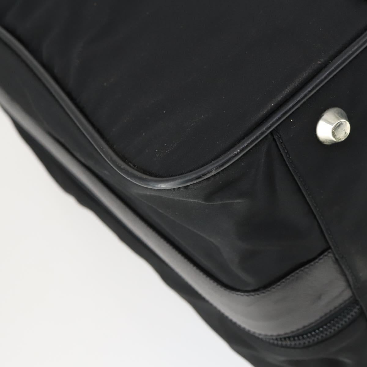 PRADA Boston Bag Nylon Black Silver Auth 162424